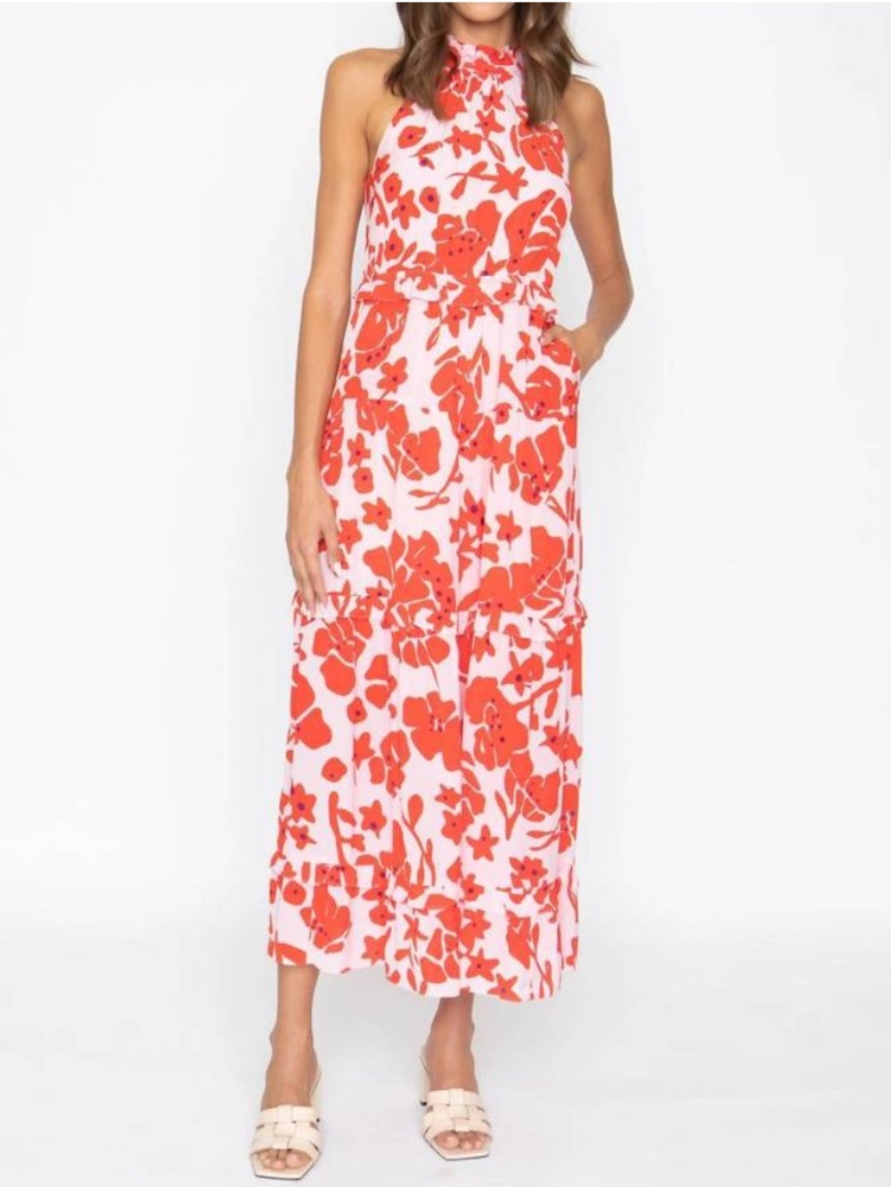 NWT CABALLERO Hollie Dress in Pink Wine Cup Flower NEW WITH TAGS Size M